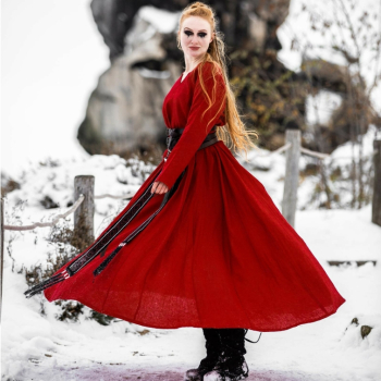 Preview: Wikinger Kleid - 100% Leinen - Anna - rot