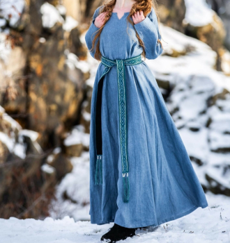 Wikinger Kleid - 100% Leinen - Anna - taubenblau