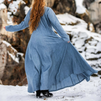 Preview: Wikinger Kleid - 100% Leinen - Anna - taubenblau