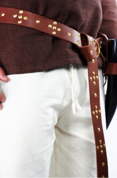 Preview: Wikinger Ringgürtel aus robustem Leder "Danal" -  braun