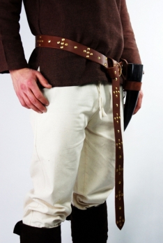 Wikinger Ringgürtel aus robustem Leder "Danal" -  braun