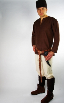 Preview: Wikinger Ringgürtel aus robustem Leder "Danal" -  braun