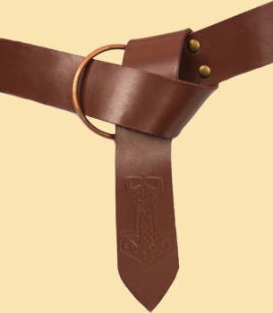 Preview: Ringgürtel mit Thorshammer-Prägung "Vali" -  braun