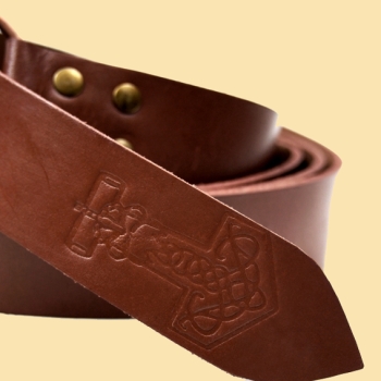 Preview: Ringgürtel mit Thorshammer-Prägung "Vali" -  braun