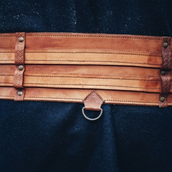 Preview: Robuster Wikinger-Gürtel "Sif"  - cognacbraun