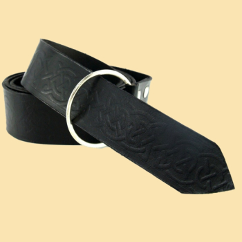 Preview: Lederringgürtel mit durchgehender keltischer Prägung "Kendell"  -  schwarz