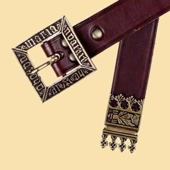 Preview: Mittelalter-Gürtel - Erik - 3 cm - Riemenendbeschlag - Schwarz