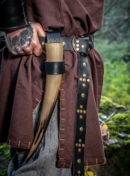Wikinger Ringgürtel aus robustem Leder "Danal" -  schwarz