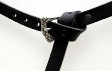 Preview: Angelsächsischer Gürtel mit Riemenspitze -  braun/silber