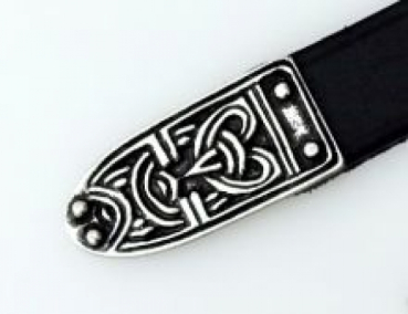 Angelsächsischer Gürtel mit Riemenspitze  -  schwarz/silber