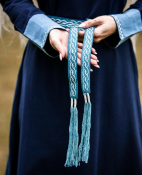 Preview: Gürtel "Vigga" mit Stickerei -  blau