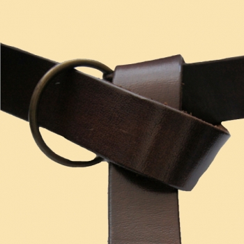 Ringgürtel aus robustem Leder  -  Braun