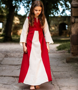 Mädchenkleid  - Elsa - rot/natur