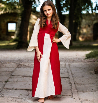 Preview: Mädchenkleid  - Elsa - rot/natur