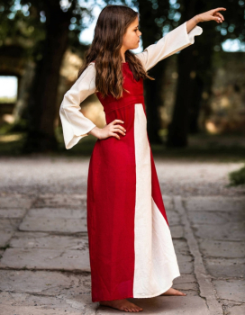 Preview: Mädchenkleid  - Elsa - rot/natur