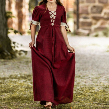 Sommerkleidchen "Prinzessin Denise"  - rot/Natur