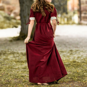 Preview: Sommerkleidchen "Prinzessin Denise"  - rot/Natur