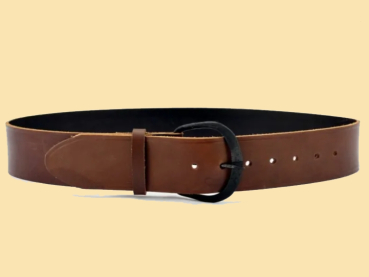 Preview: Gürtel mit runder Eisenschnalle - 5 cm - braun