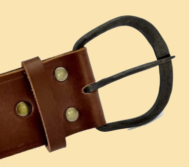 Preview: Gürtel mit runder Eisenschnalle - 5 cm - braun