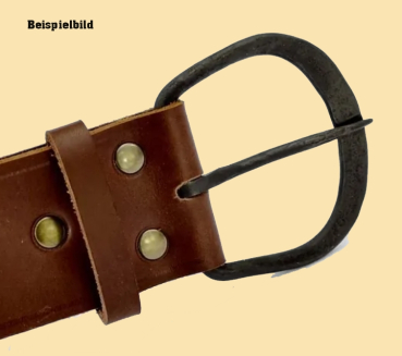 Preview: Gürtel mit runder Eisenschnalle - 5 cm - schwarz