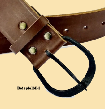 Preview: Gürtel mit runder Eisenschnalle - 5 cm - schwarz