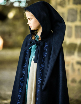 Kinderumhang mit Stickerei Wolle "Hedda" Blau