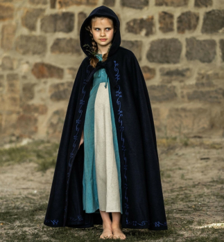 Kinderumhang mit Stickerei Wolle "Hedda" Blau