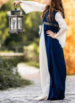 Preview: Kinderkleid Piccola Donna  -  blau/natur