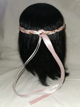 Jungfernband zweifarbig weiß-rosa –Gold