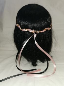 Preview: Jungfernband  zweifarbig schwarz-rosa  –Gold