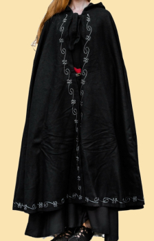 Kinderumhang mit Stickerei Wolle "Hedda"  -  schwarz