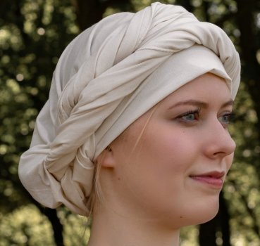 Preview: Mittelalter Wimpel, Kopftuch  -  natur