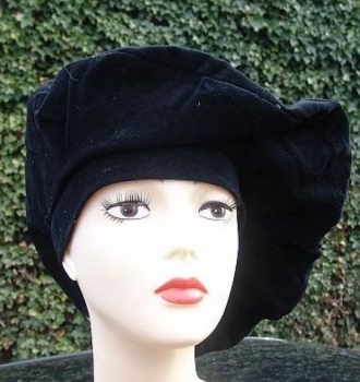 Preview: Barett mit breiter Krempe "Jonas"  - schwarz