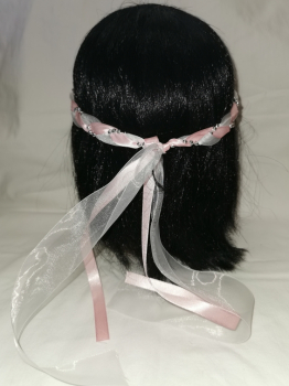 Jungfernband – organza/rosa – silber