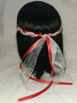 Jungfernband – organza/rot – silber