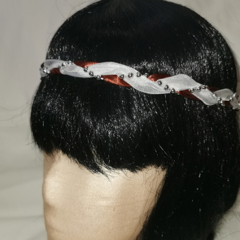 Jungfernband – organza/braun – silber