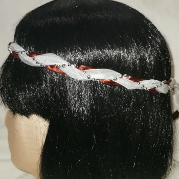 Jungfernband – organza/braun – silber