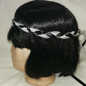 Jungfernband – organza/schwarz – silber