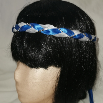 Jungfernband – organza/königsblau – silber