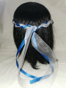 Preview: Jungfernband – organza/königsblau – silber