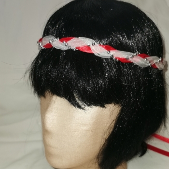 Preview: Jungfernband  zweifarbig – Organza – Silber