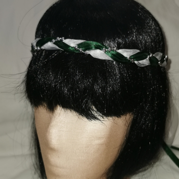 Jungfernband – organza/grün – silber