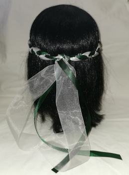 Preview: Jungfernband – organza/grün – silber