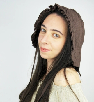 Bundhaube mit Rüsche "Silke"  - braun