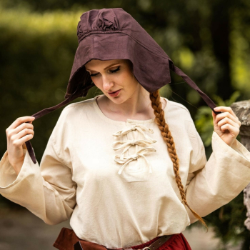 Mittelalter-Bundhaube "Claire" - dunkelbraun