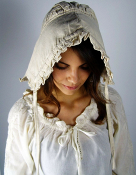 Preview: Bundhaube mit Rüsche "Silke"  - natur