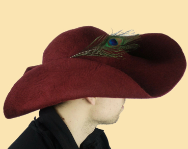 Wollfilzhut mit Feder "Pieter"   - rot