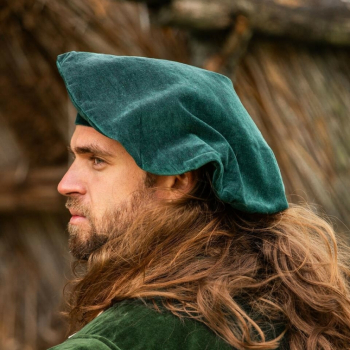 Preview: Samt-Barett "Kurt"  -  grün