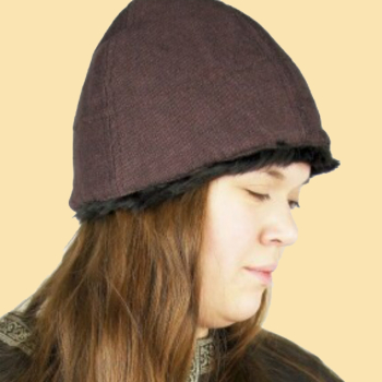 Preview: Wikingerkappe "Ulf"  - braun mit dunkelbraunem Fell