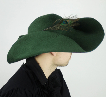 Wollfilzhut mit Feder "Pieter"   - grün